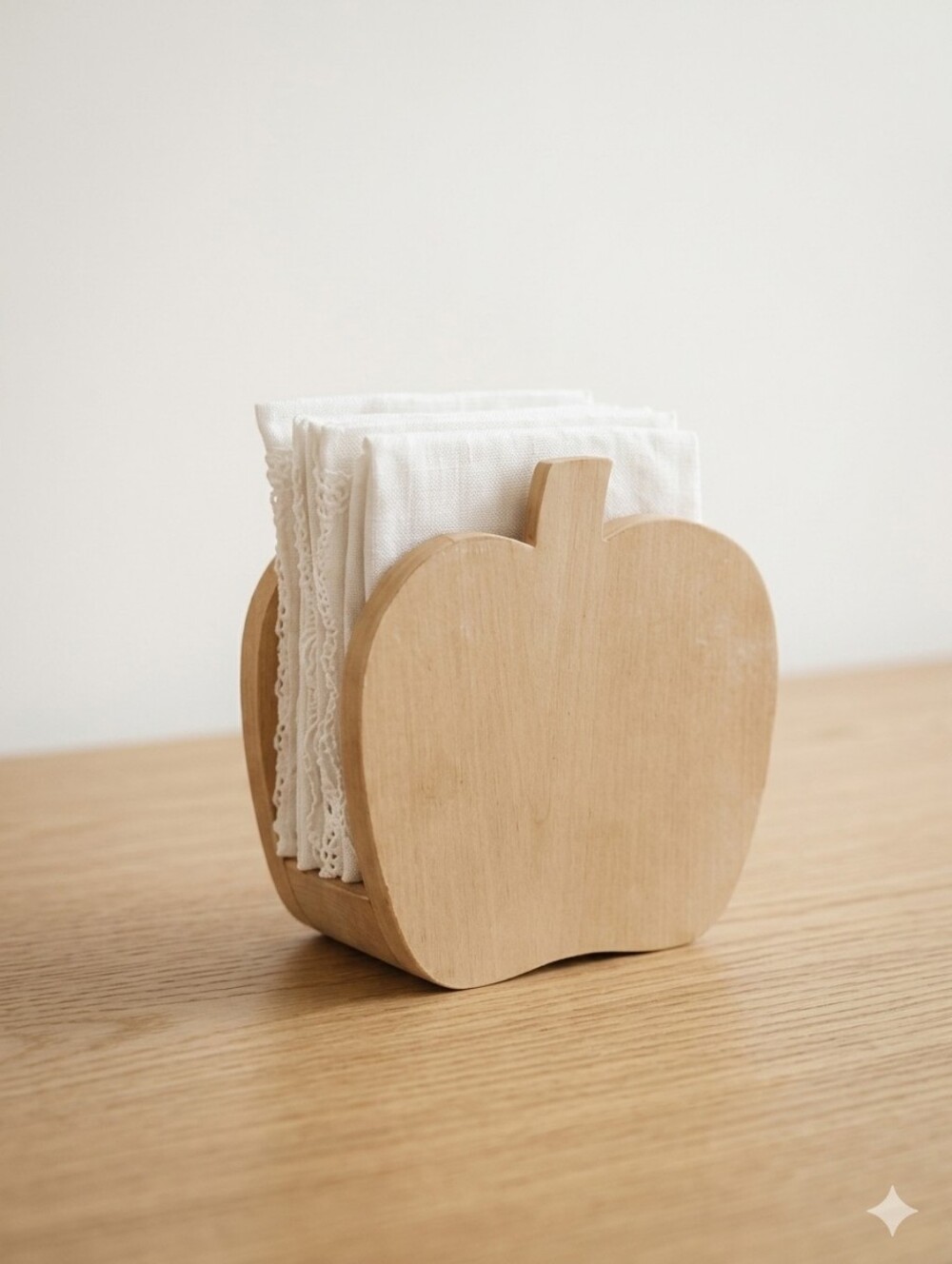Wooden Apple Napkin Holder - Natural Wood